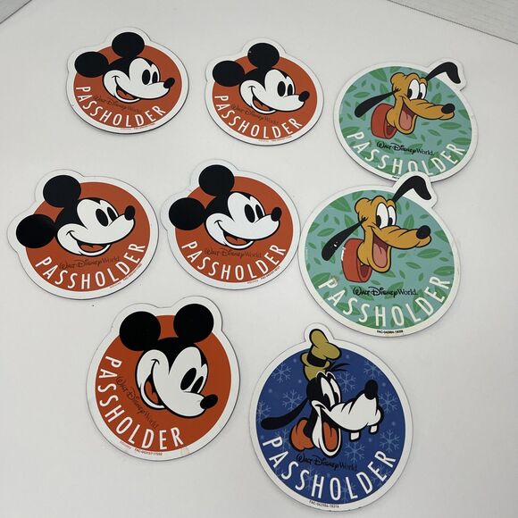 WDW Passholder Magnets LOT Of 8 Pluto Mickey Goofy Walt Disney World - Picture 1 of 5